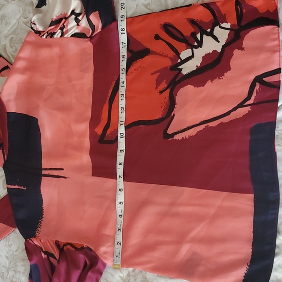 Tanya Taylor Avril Printed Satin Tie Multicolor Blouse Size XS - Picture 11 of 12